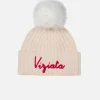 Rosa Wengen-Mütze für Mädchen mit Pompon und Viziata-Stickerei