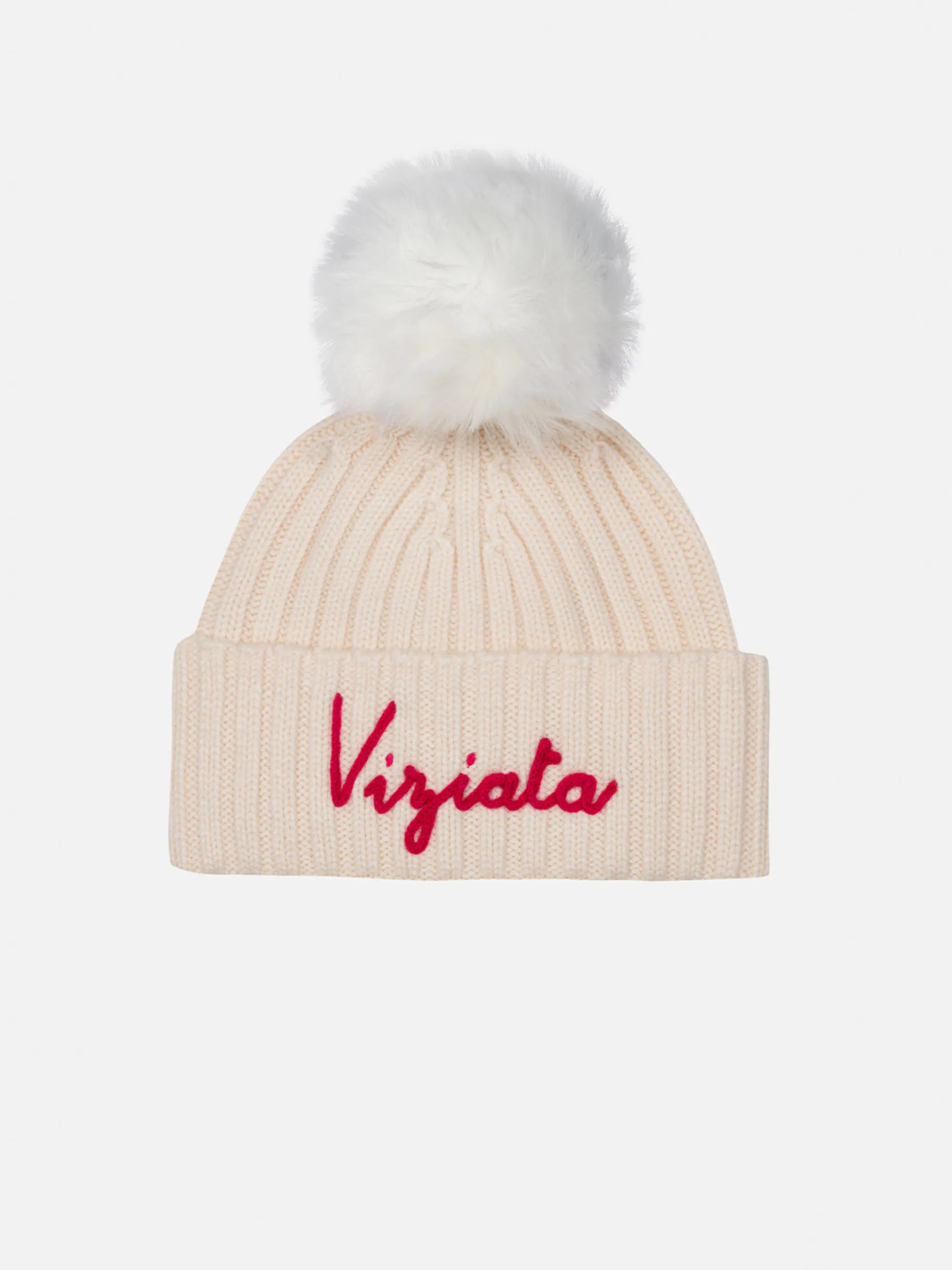Rosa Wengen-Mütze für Mädchen mit Pompon und Viziata-Stickerei