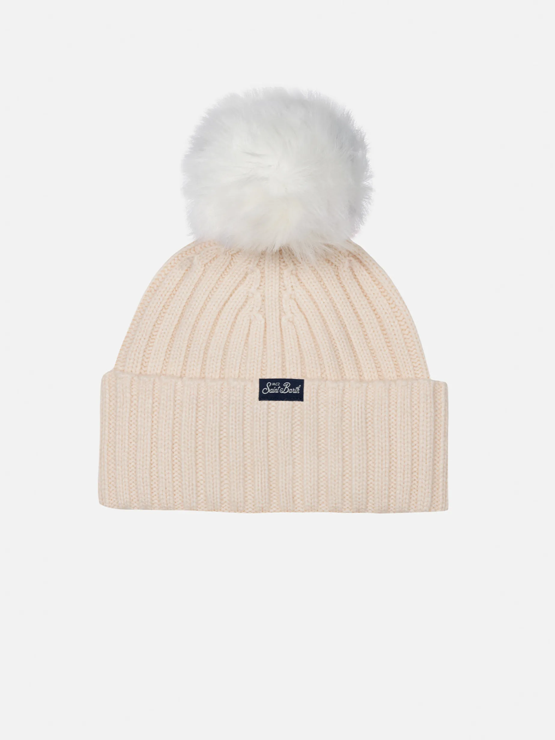Rosa Wengen-Mütze für Mädchen mit Pompon und Viziata-Stickerei