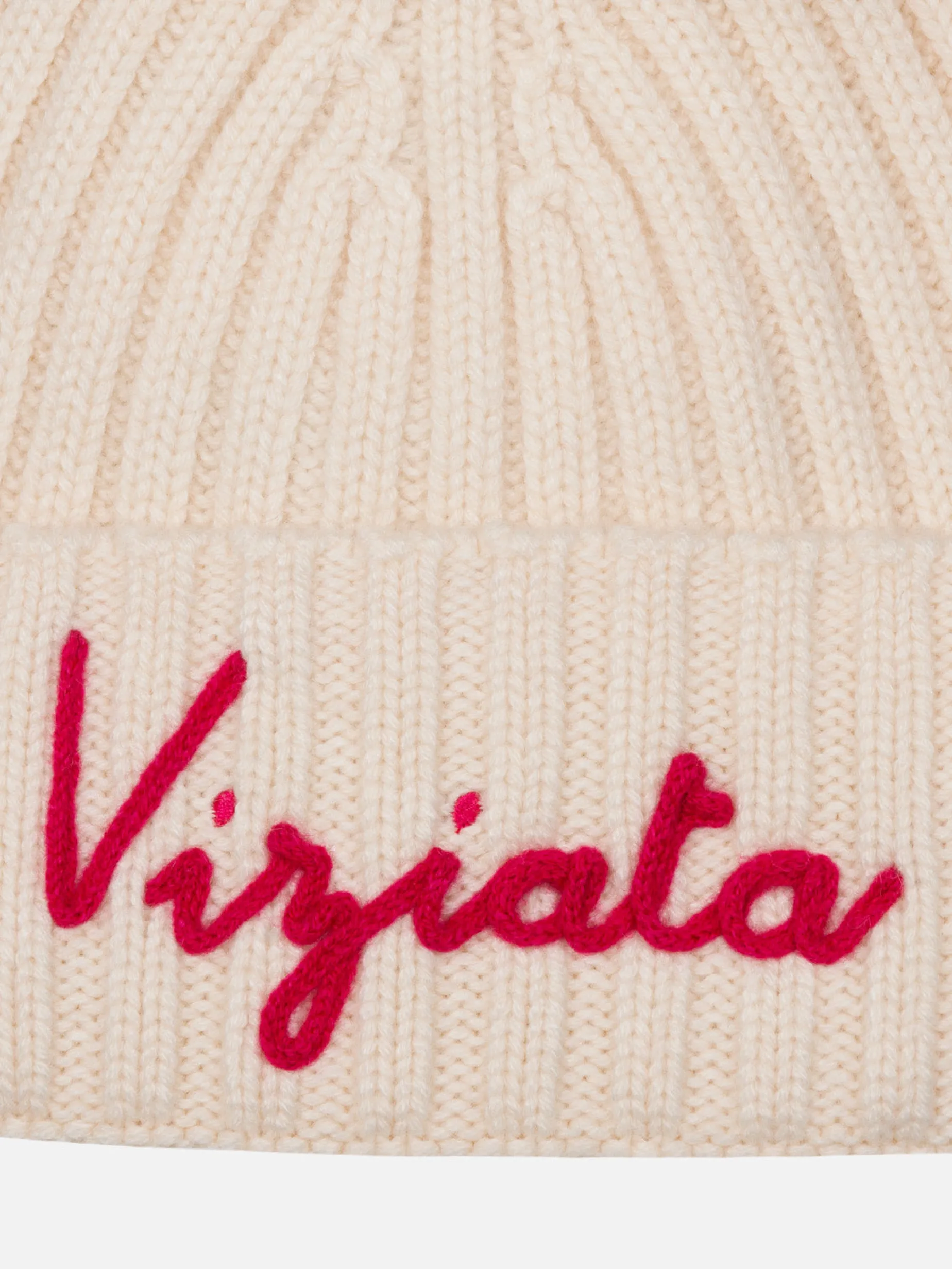 Rosa Wengen-Mütze für Mädchen mit Pompon und Viziata-Stickerei