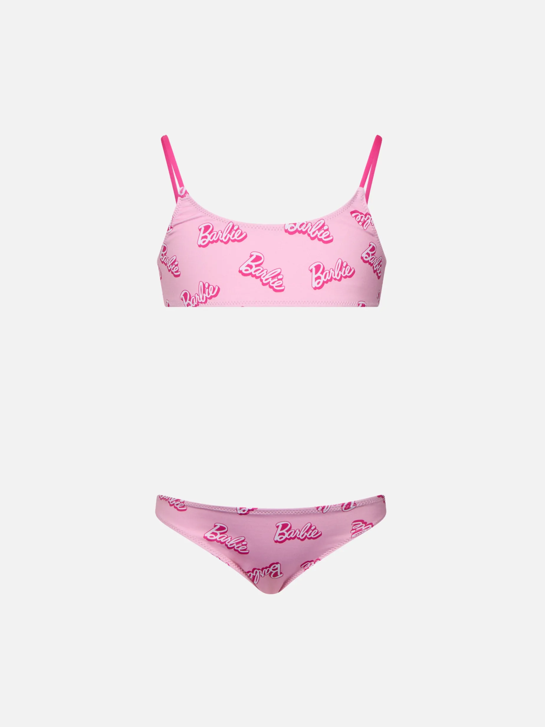 Rosafarbener Bralette-Bikini Jaiden für Mädchen mit Barbie-Logo-Print | BARBIE-SONDEREDITION