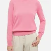 Rosafarbener Damenpullover mit Rundhalsausschnitt und St. Barth-Stickerei
