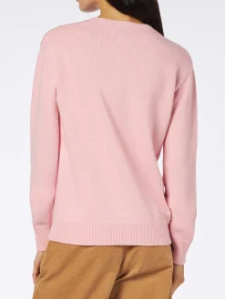 Rosafarbener Damenpullover mit Rundhalsausschnitt und Pink Panther Ancora Tu? Drucken | DIE PINK PANTHER SONDEREDITION