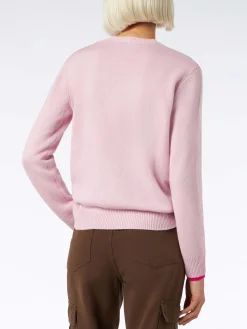 Rosafarbener Damenpullover mit Rundhalsausschnitt und Barbie-Aufdruck | BARBIE-SONDEREDITION