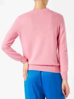 Rosafarbener Damenpullover Alles, was Sie brauchen, ist Liebesstickerei