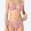 Rosafarbener Damen-Triangel-Bikini Leah Marielle aus Lurex mit Paspelierung