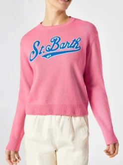Rosafarbener Kurzpullover für Damen