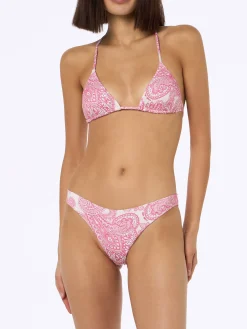 Rosafarbener Paisley-Triangel-Bikini für Damen Leah Lido