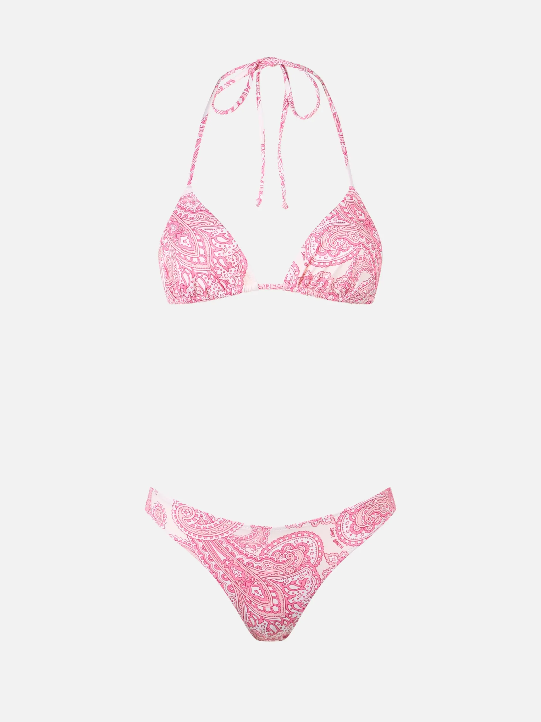 Rosafarbener Paisley-Triangel-Bikini für Damen Leah Lido