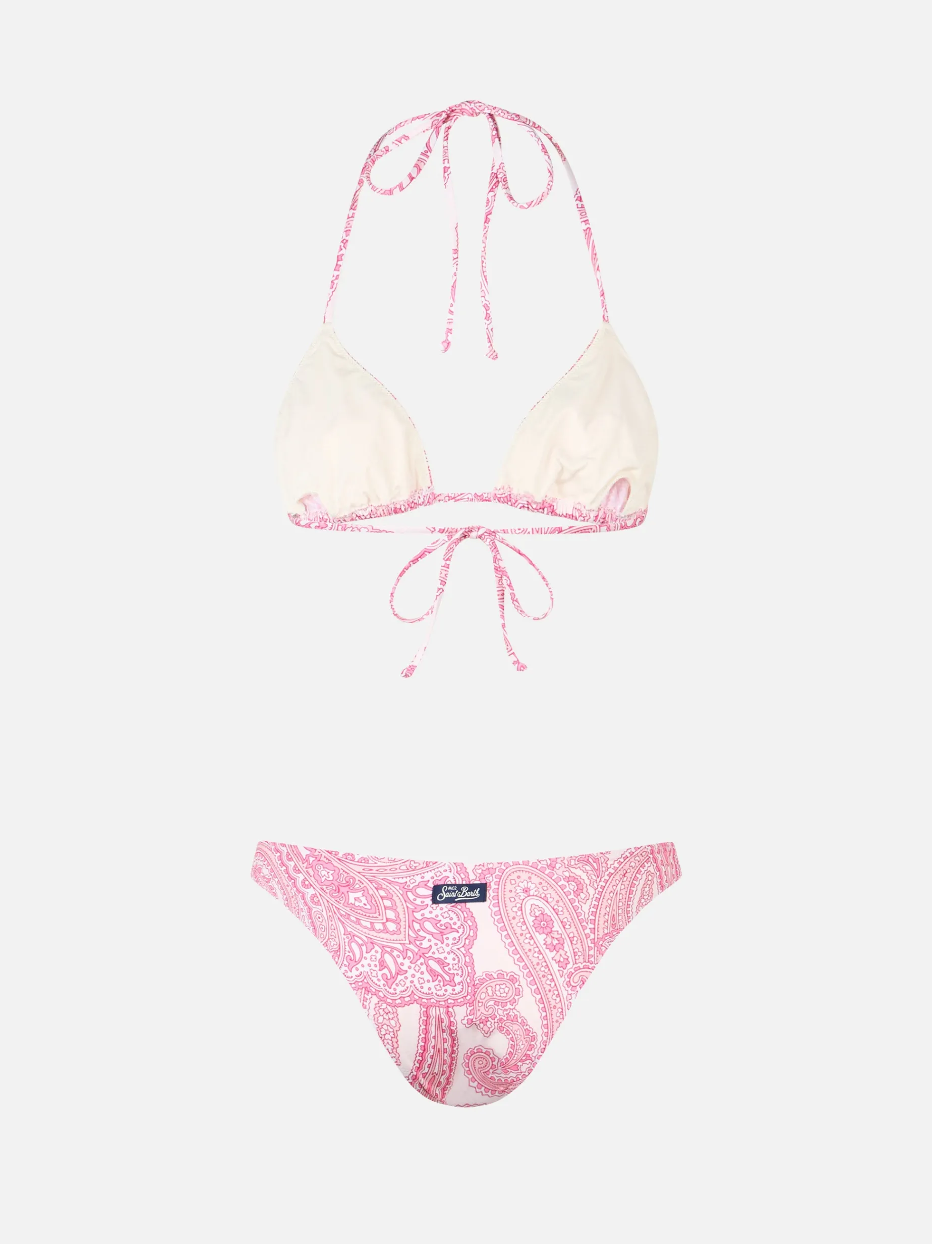 Rosafarbener Paisley-Triangel-Bikini für Damen Leah Lido