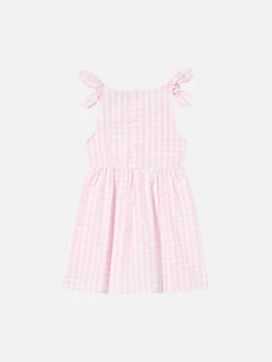 Rosafarbenes Mädchenkleid mit Vichy-Print