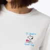 Rosafarbenes Rundhals-T-Shirt Emilie aus Baumwolljersey für Damen mit Snoopy St. Barth Padel Club-Stickerei | SNOOPY PEANUTS SPECIAL EDITION