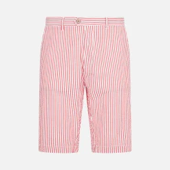 Rot gestreifte Bermudashorts