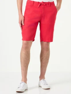 Rote Leinen-Bermuda-Shorts