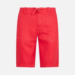 Rote Leinen-Bermuda-Shorts