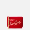 Rote Samtpochette Aline mit Lurex-Logo