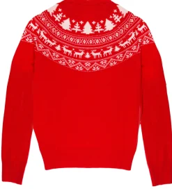 Roter Damenpullover mit Rundhalsausschnitt und „I'm not Santa“-Aufdruck