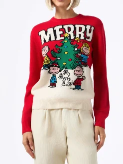 Roter Damenpullover New Queen mit fröhlichem Peanuts-Print | SNOOPY PEANUTS SPECIAL EDITION