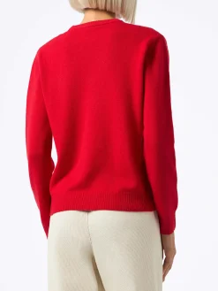 Roter Damenpullover New Queen mit fröhlichem Peanuts-Print | SNOOPY PEANUTS SPECIAL EDITION
