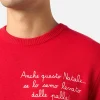 Roter Herrenpullover Heron mit Anche questo Natale... Stickerei | VACANZE DI NATALE SONDERAUSGABE