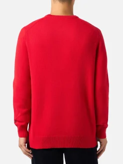 Roter Herrenpullover Heron mit Anche questo Natale... Stickerei | VACANZE DI NATALE SONDERAUSGABE