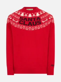 Roter Herrenpullover im norwegischen Stil