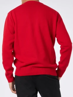 Roter Herrenpullover mit Gin-Gle Bells-Aufdruck