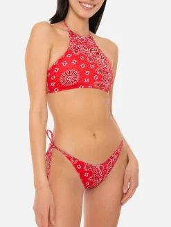 Roter Neckholder-Bikini für Damen
