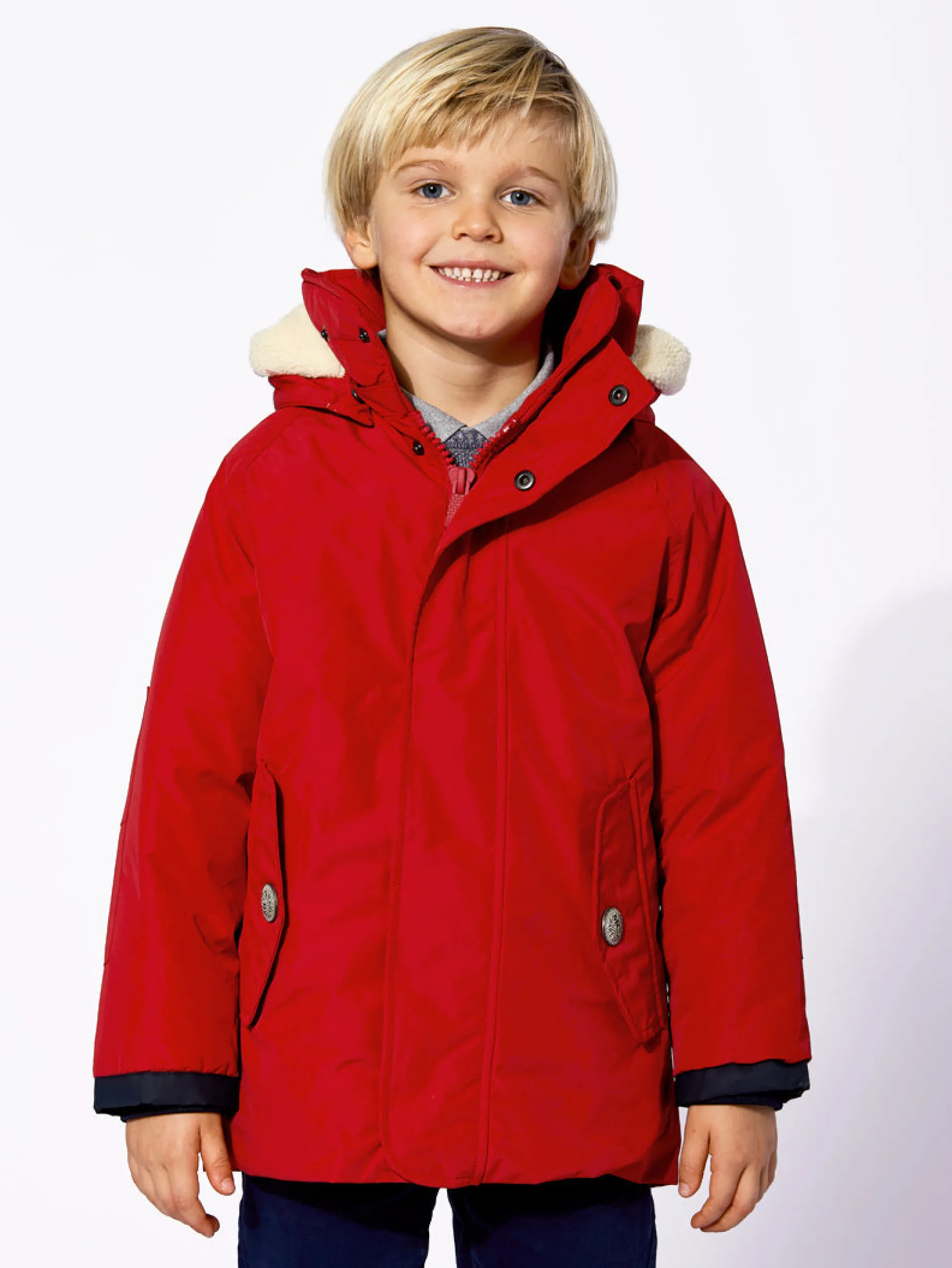 Roter Parka mit Kapuze für Jungen