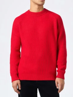 Roter Rippenpullover für Herren Marine