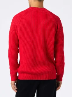Roter Rippenpullover für Herren Marine