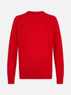 Roter Rippenpullover für Herren Marine