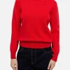 Roter Rollkragenpullover für Damen Moody