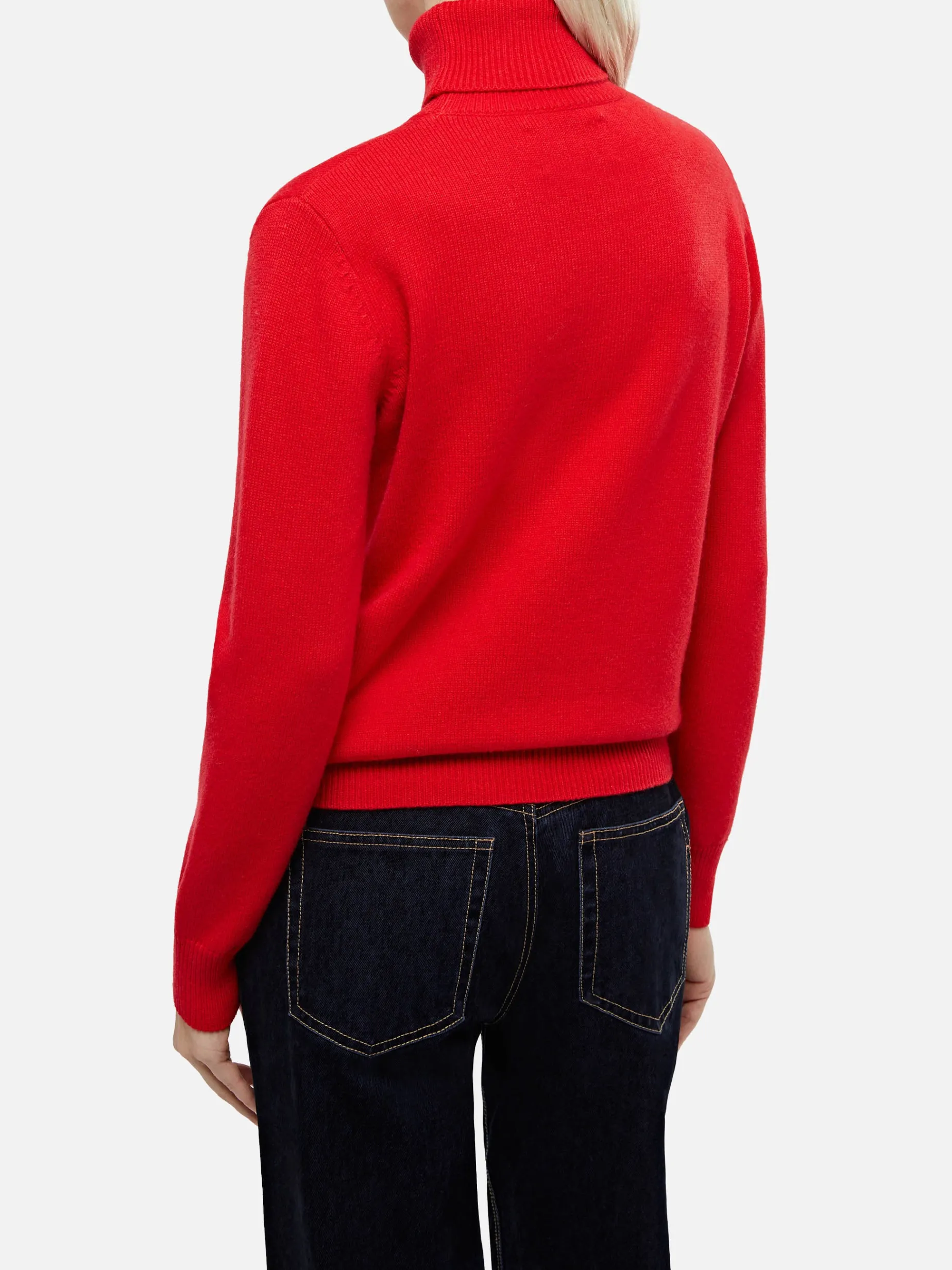 Roter Rollkragenpullover für Damen Moody
