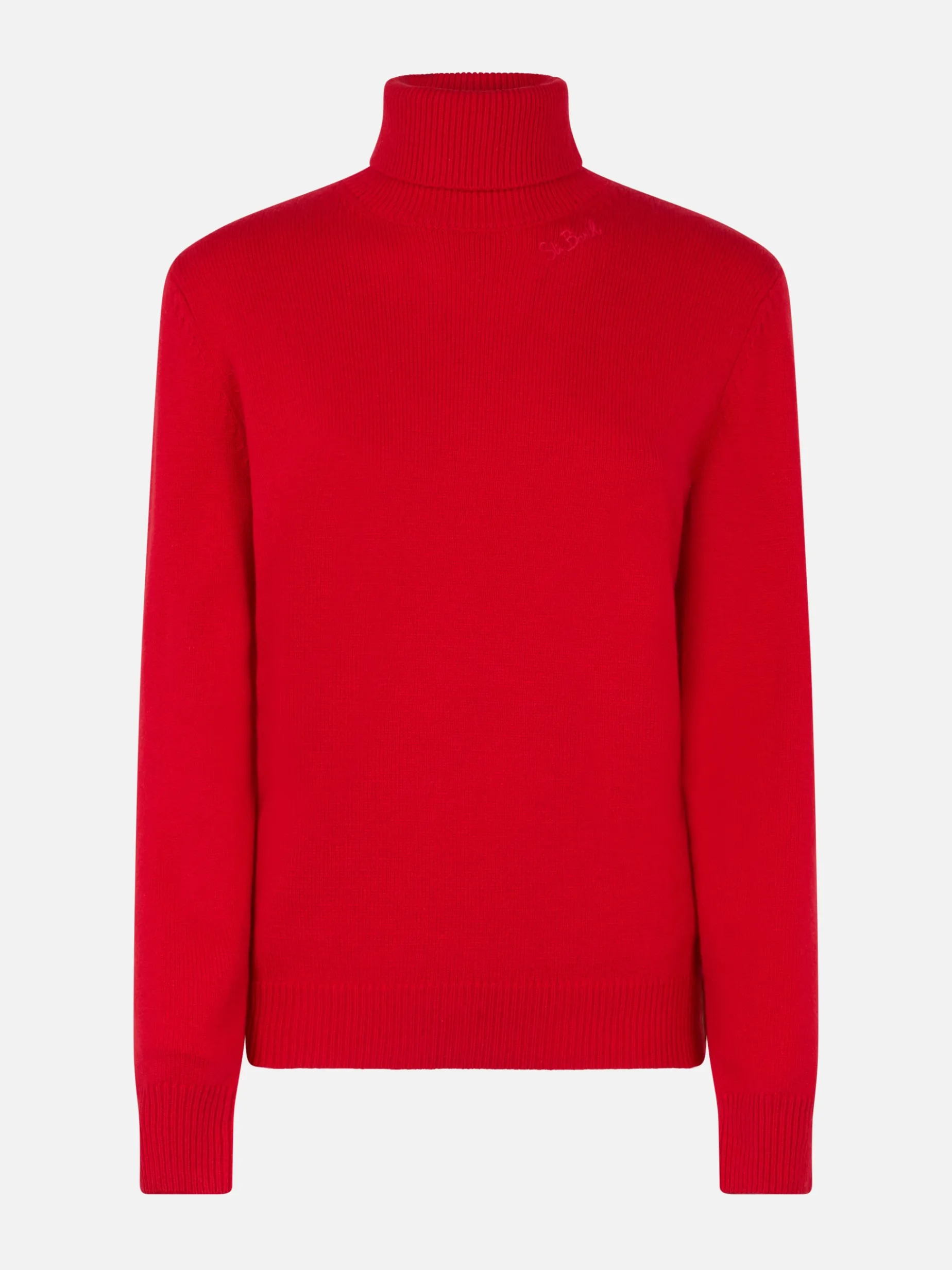 Roter Rollkragenpullover für Damen Moody