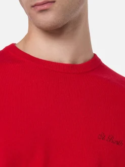 Roter Rundhalspullover aus Kaschmirmischung für Herren von Regent