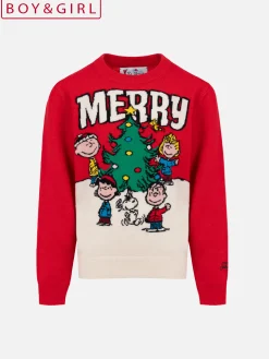 Roter Rundhalspullover Douglas mit Penauts-Print | SNOOPY PEANUTS SPECIAL EDITION