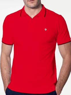 Rotes Piquet-Polo mit St. Barth-Karologo
