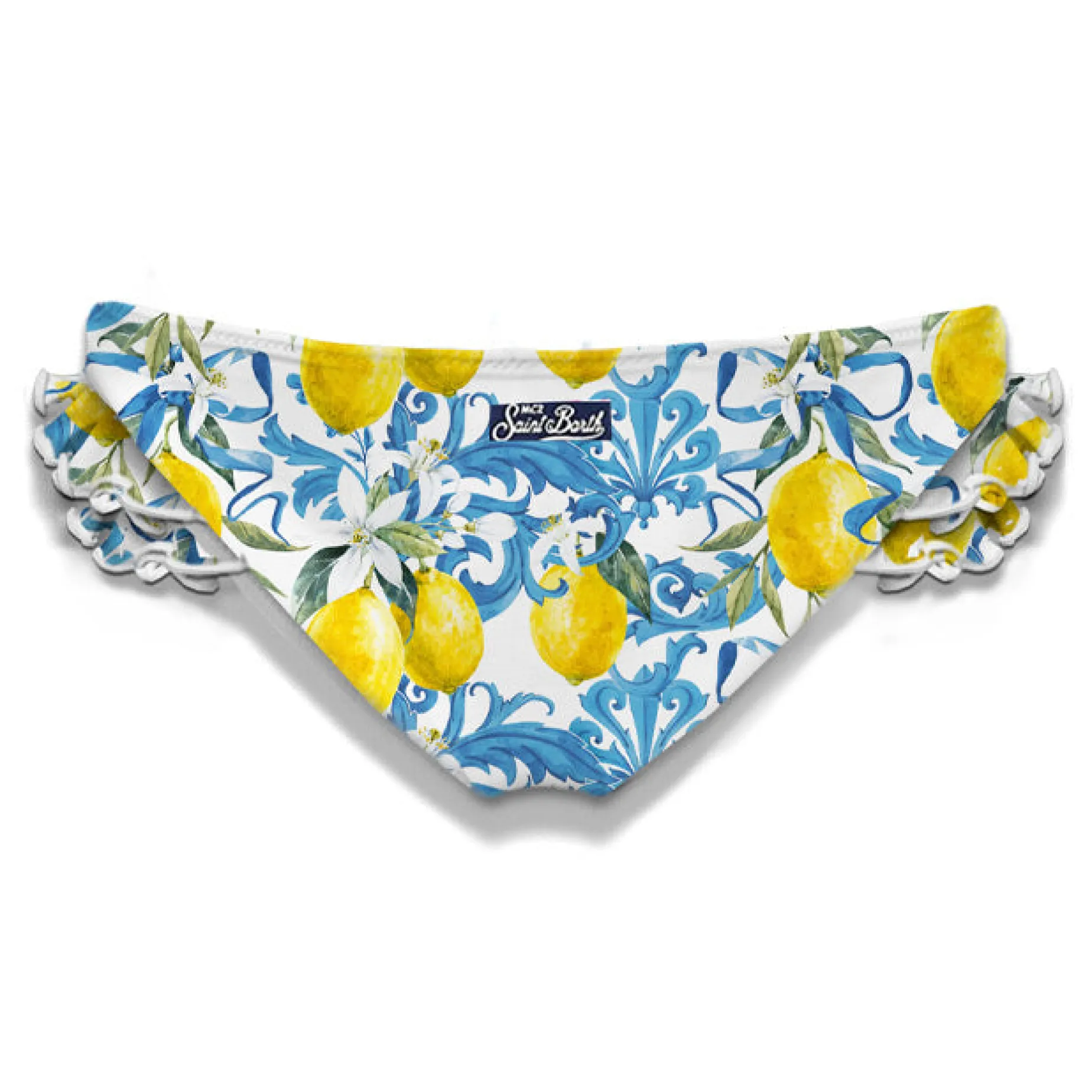Rüschen-Badehose für Mädchen mit Barock-Print