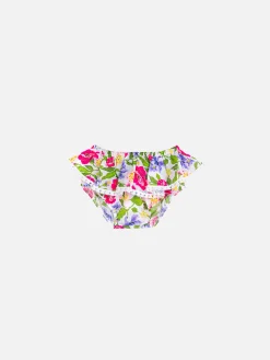 Rüschen-Badehose mit Enfant-Blumenprint und Schleifen