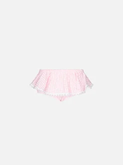 Rüschen-Badehose mit Enfant-Vichy-Print und Schleifen