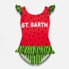 Rüschen-Einteiler-Badeanzug für Mädchen mit Wassermelonen-Print