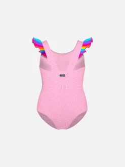 Rüschen-Einteiler-Badeanzug für Mädchen mit Einhorn-Print