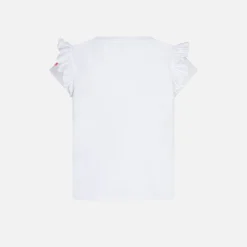 Rüschen-T-Shirt für Mädchen mit Volant und Portami al Mare-Stickerei