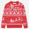 Rundhalspullover für Jungen mit „I believe in Santa“-Schriftzug