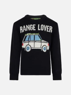 Rundhalspullover für Jungen mit Autoaufdruck