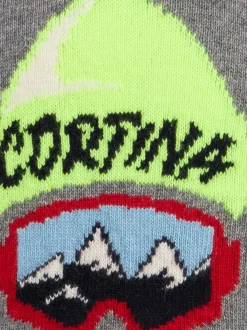 Rundhalspullover für Jungen mit Cortina-Mützenaufdruck