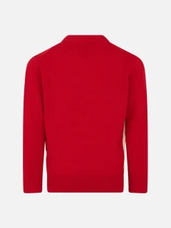 Rundhalspullover für Jungen mit Postkarten-Jacquard-Aufdruck des St. Barth Ski Club