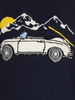 Rundhalspullover für Jungen mit Autoaufdruck