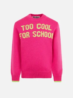 Rundhalspullover für Mädchen mit „Too Cool for School“-Aufdruck